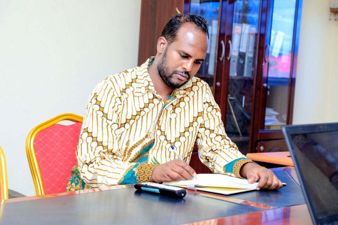 Zakariye Mohamed Ahmed, Assistant Dean, Borama Campus, Amoud University School of Postgraduate Studies and Research (AUSPGSR), following events closely, during the online Research Proposal Viva Voce for second year Masters Degree Students held at AUSPGSR, Borama Campus, Tuesday, June 2020.