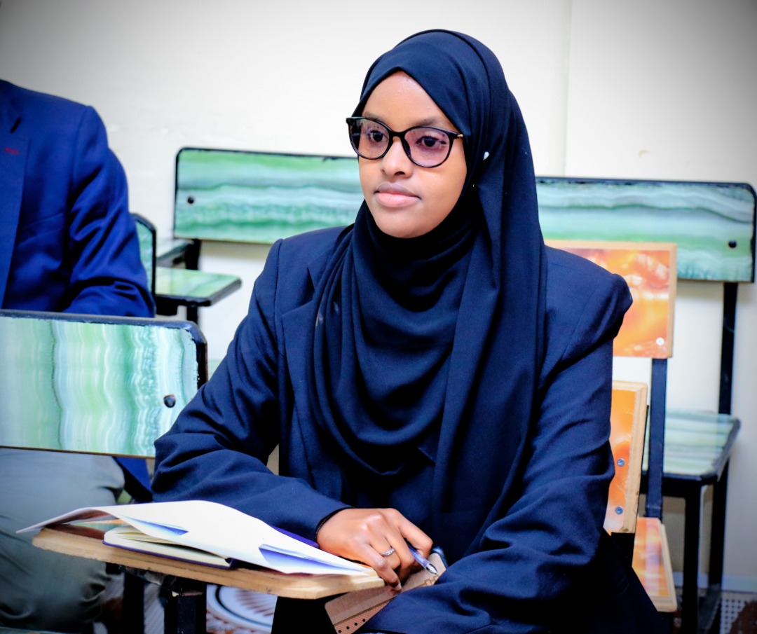 A student keenly listening to questions from the panelists, at Amoud University School of Postgraduate Studies and Research (ASPGSR), during the Research Proposal Viva Voce conducted On Thursday, January 24th, 2020 at Amoud University School of Postgraduate Studies and Research (ASPGSR), Hargeisa Campus