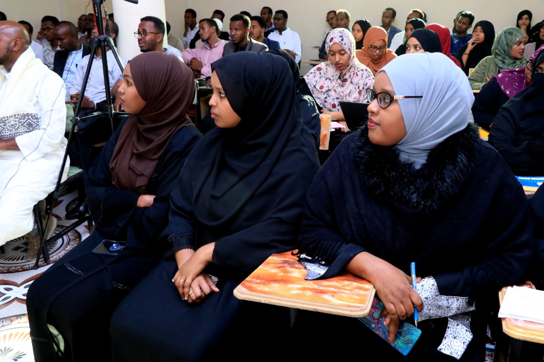 A section of first year students undertaking Masters degrees in various fileds of specialization at Amoud University School of Postgraduate Studies and Research (AUSPGSR), attending a student orientation event on examinations, held on Friday,January 24th, 2020 at Amoud University School of Postgraduate Studies and Research (AUSPGSR), Hargeisa Campus